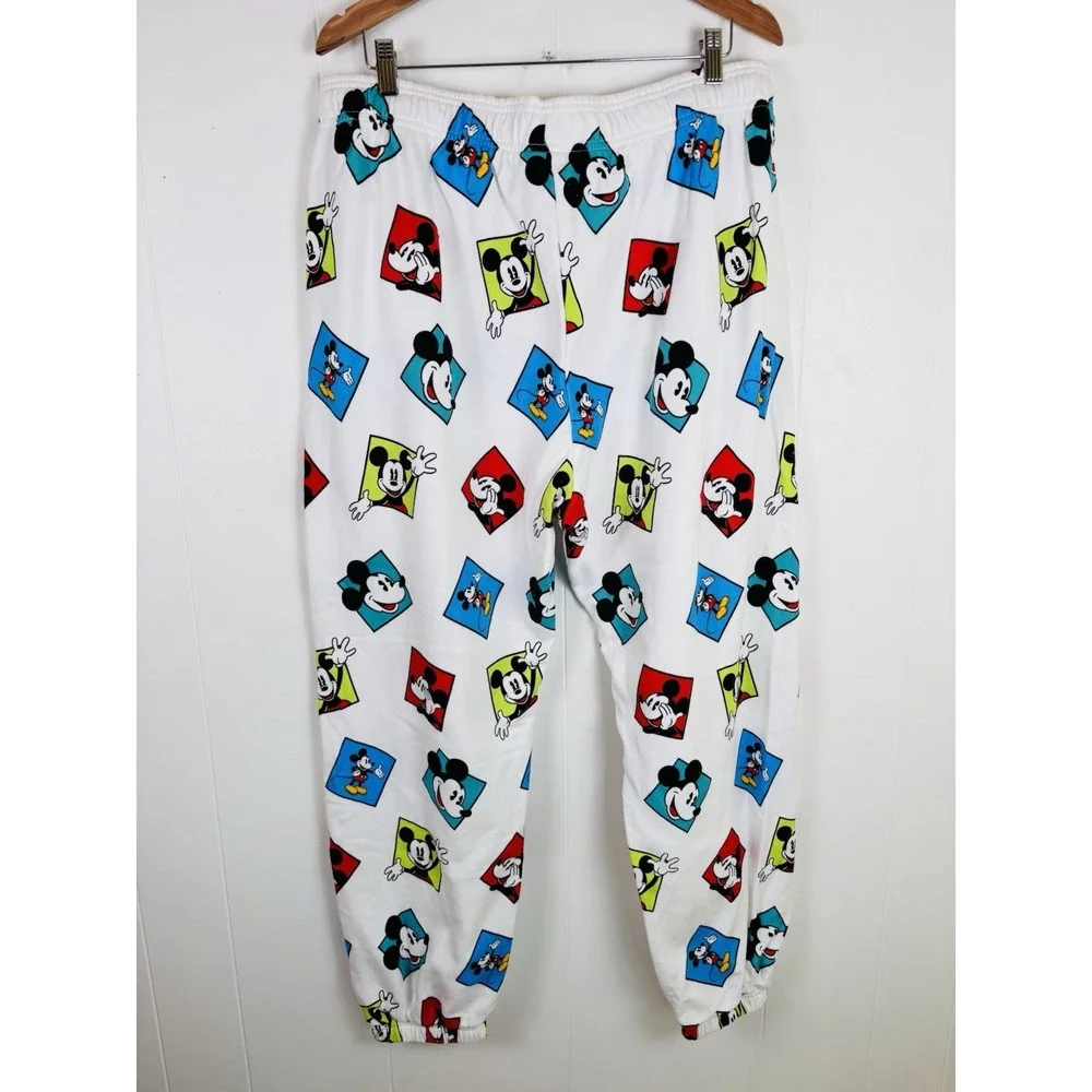Disney Mickey Co Mickey Mouse‎ Sweat Pants Adult XL Jogger White Multicolored